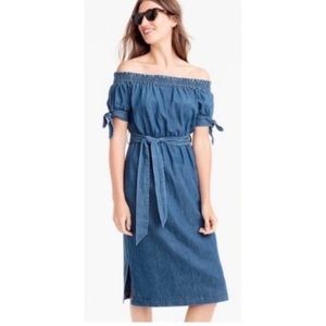 J. Crew off shoulder denim midi dress size 0 LIKE NEW